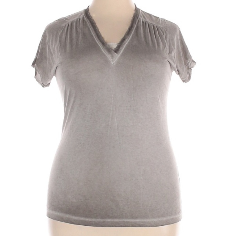 Vintage Armani Jean Lightweight V Neck Ombre grey fade wash short sleeve T-shirt